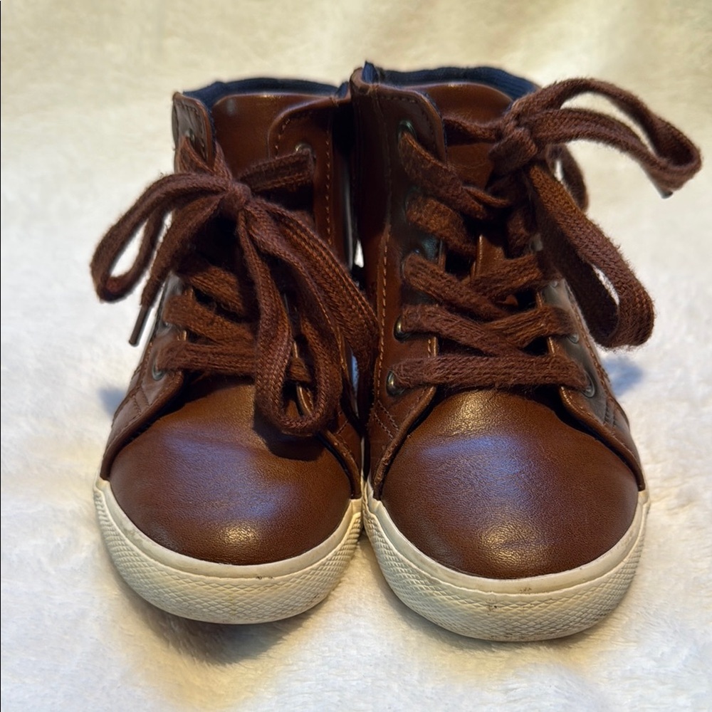 Brown Kids High-Top Sneakers